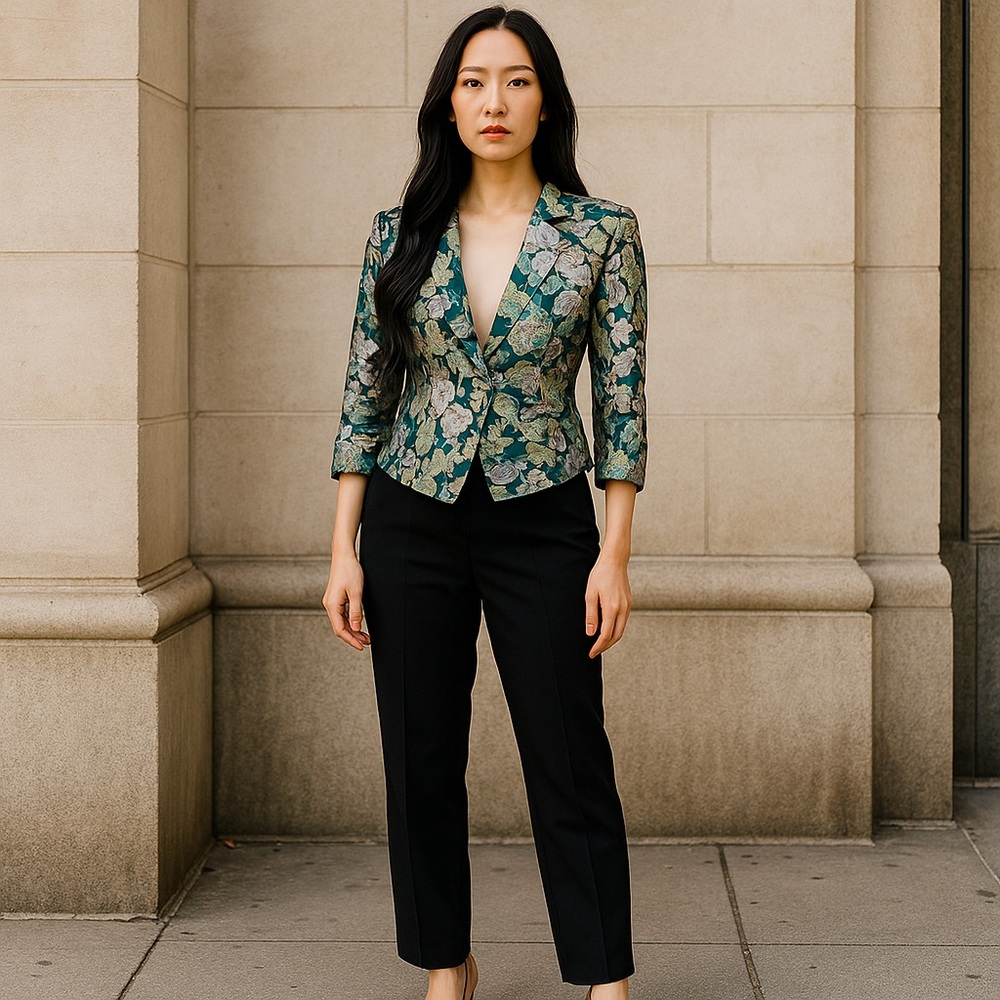 NWT ETCETERA Blazer In Bloom Print, size 2 - Picture 2 of 16